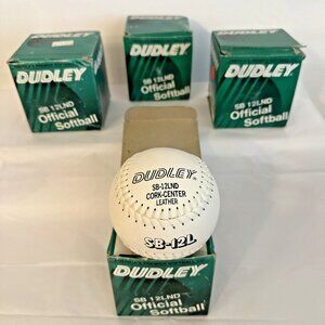Dudley Spalding LOT OF 4 Leather Softball White SB12LND Cork Core 12" New In Box